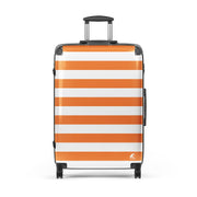Orange and White Beach Stripes Suitcase – Travel Luggage by Extremely Stoked®
