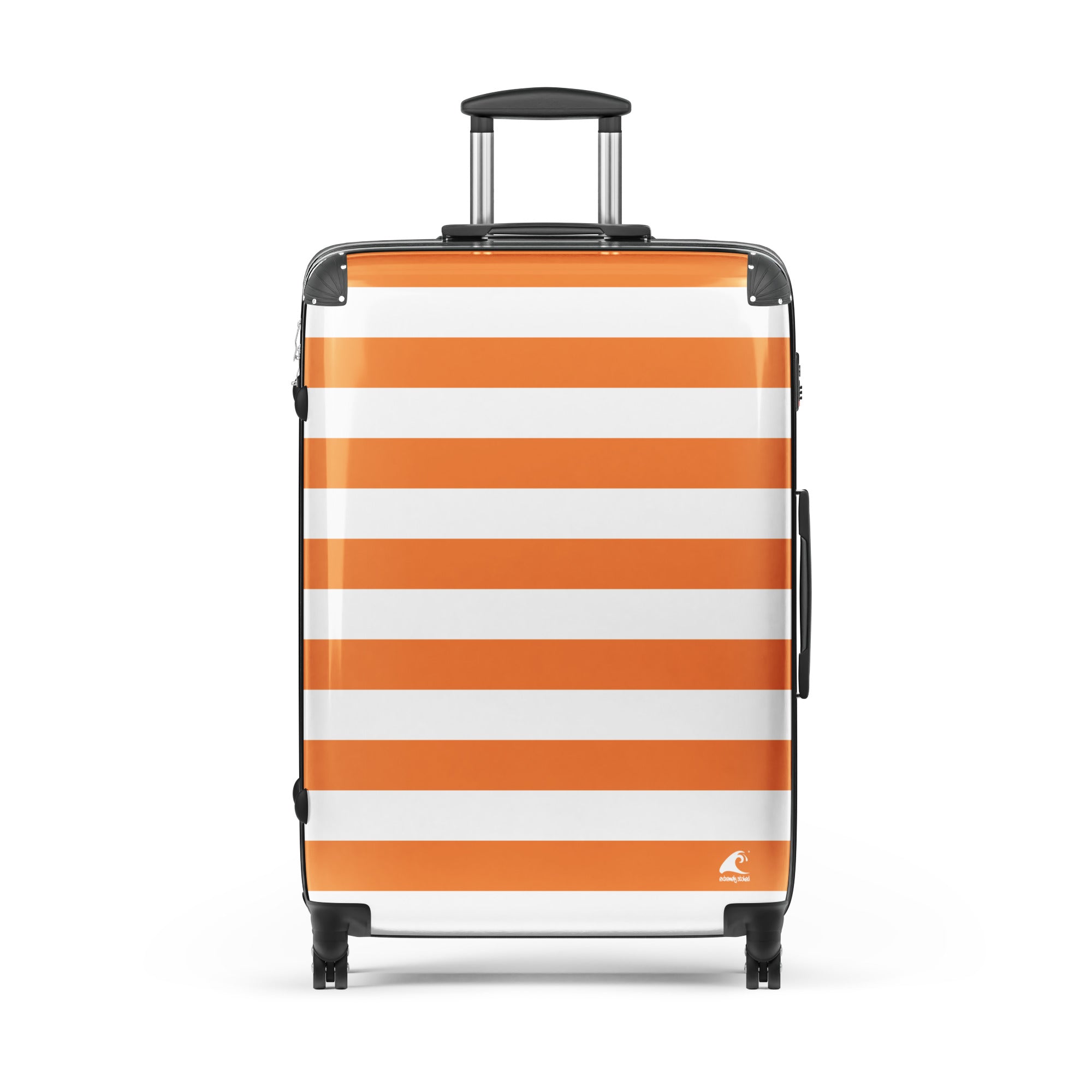 Orange and White Beach Stripes Suitcase – Travel Luggage by Extremely Stoked®