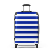 Royal Blue and White Beach Stripes Suitcase – Travel Luggage by Extremely Stoked®