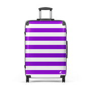 Purple and White Beach Stripes Suitcase – Travel Luggage by Extremely Stoked®