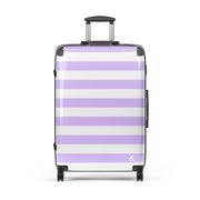 Lavender and White Beach Stripes Suitcase – Travel Luggage by Extremely Stoked®