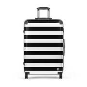 Black and White Beach Stripes Suitcase – Travel Luggage by Extremely Stoked®