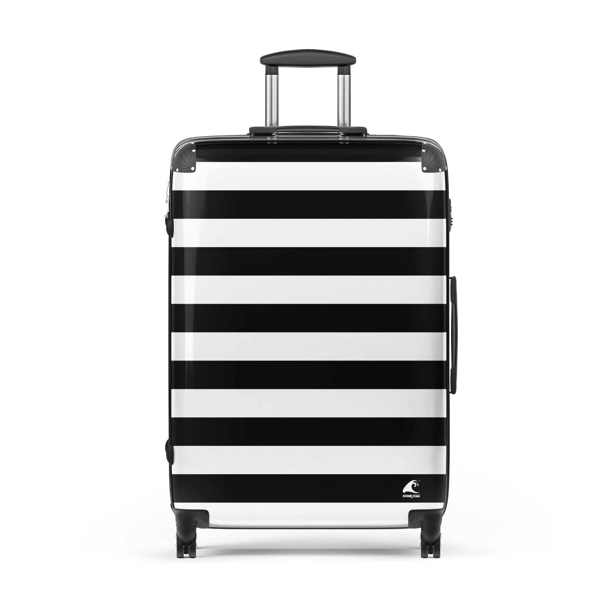 Black and White Beach Stripes Suitcase – Travel Luggage by Extremely Stoked®
