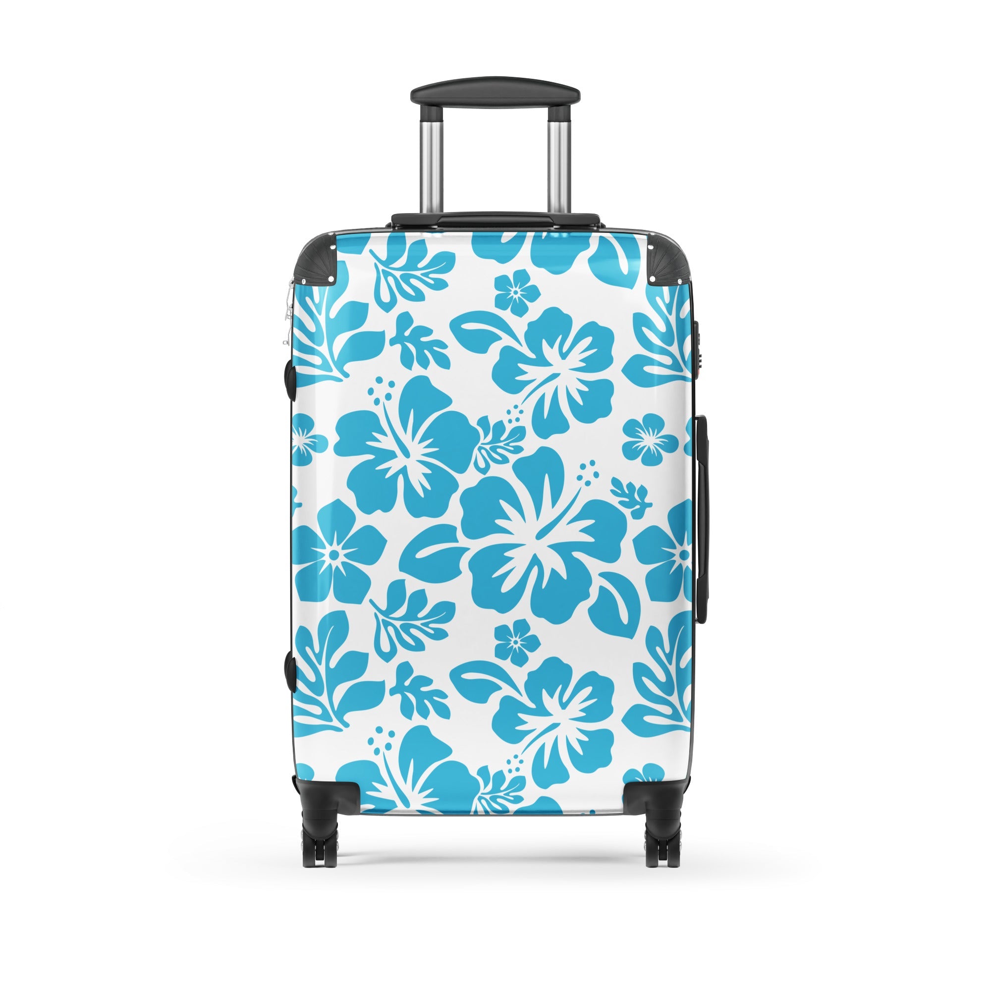 Aqua Blue Hawaiian Flowers Suitcase – Surf & Beach Inspired Luggage by Extremely Stoked®