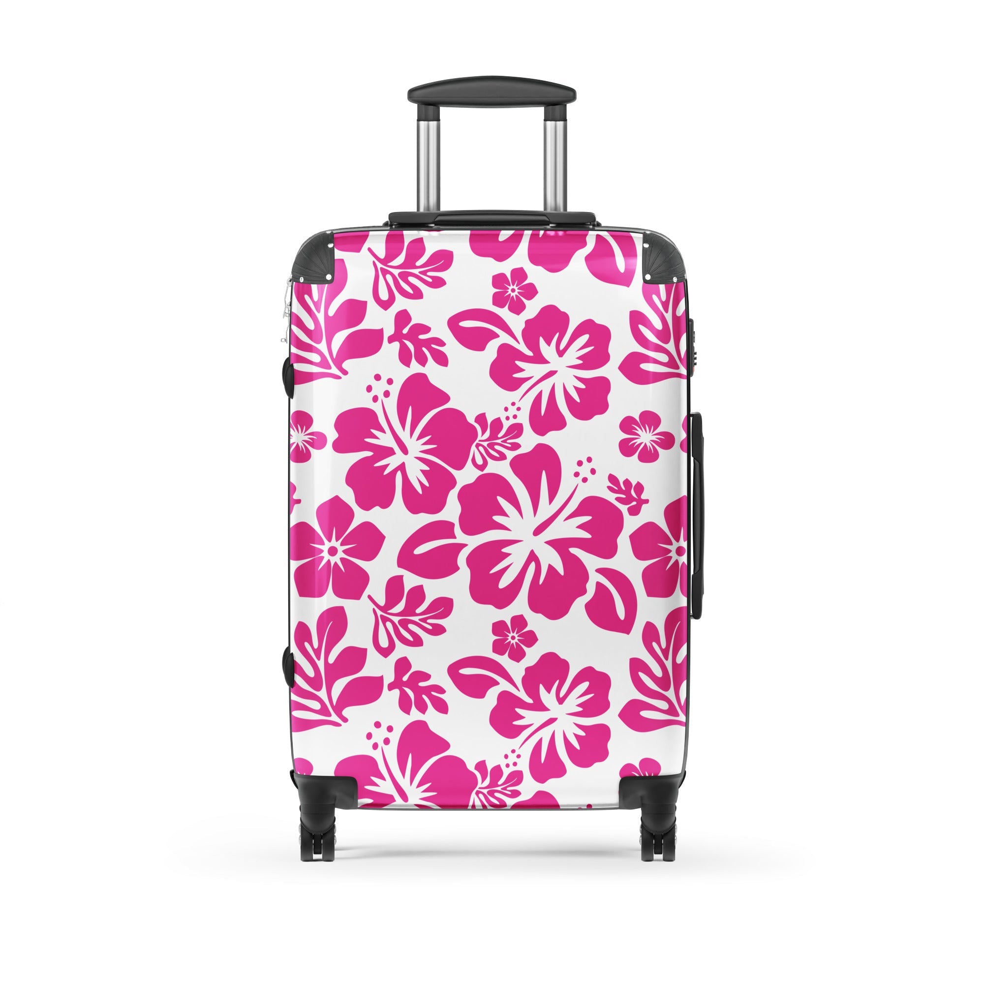 Hot Pink Hawaiian Flowers Suitcase – Surf & Beach Inspired Luggage by Extremely Stoked®