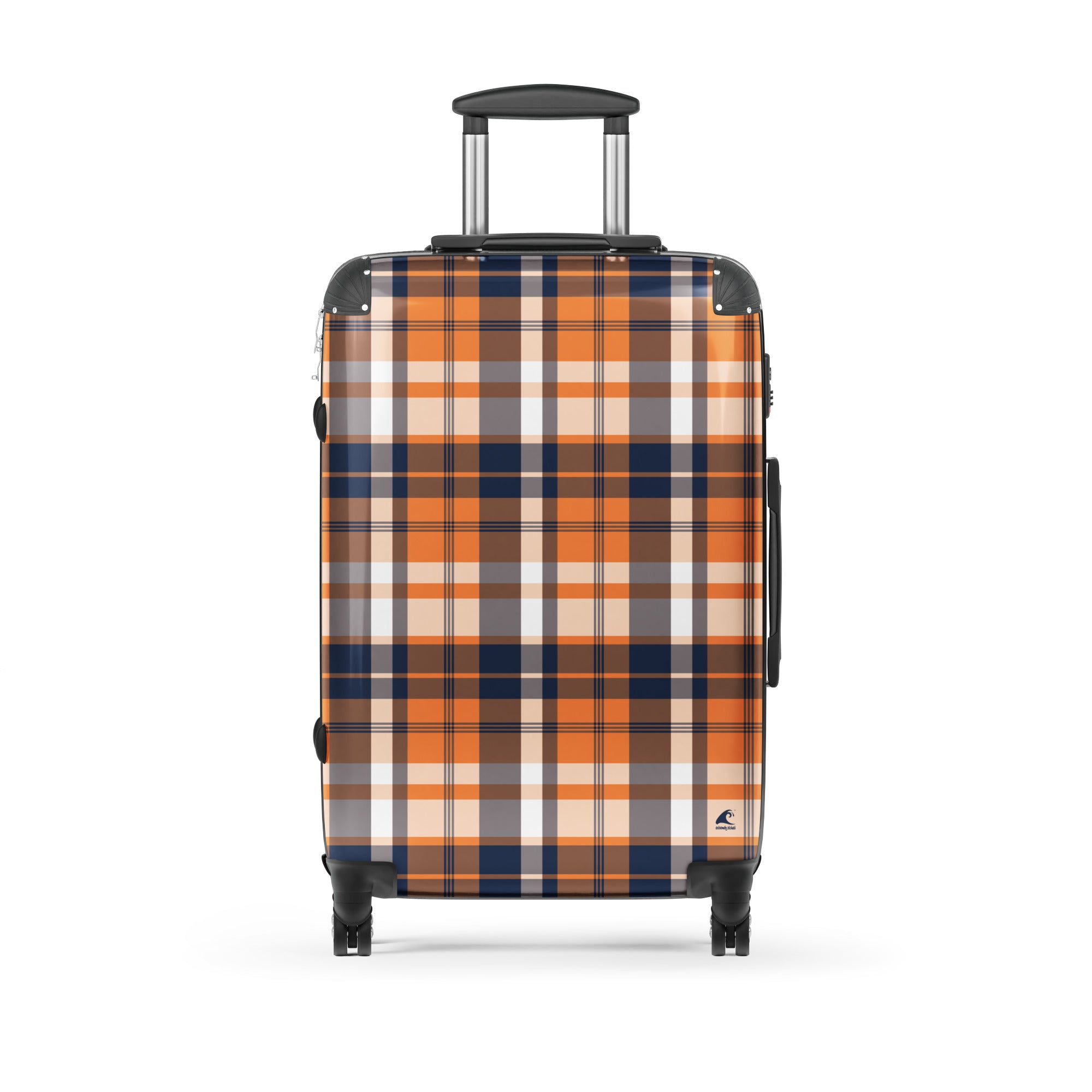 Navy Blue and Orange Plaid Suitcase – Surf & Beach Inspired Travel Luggage by Extremely Stoked®