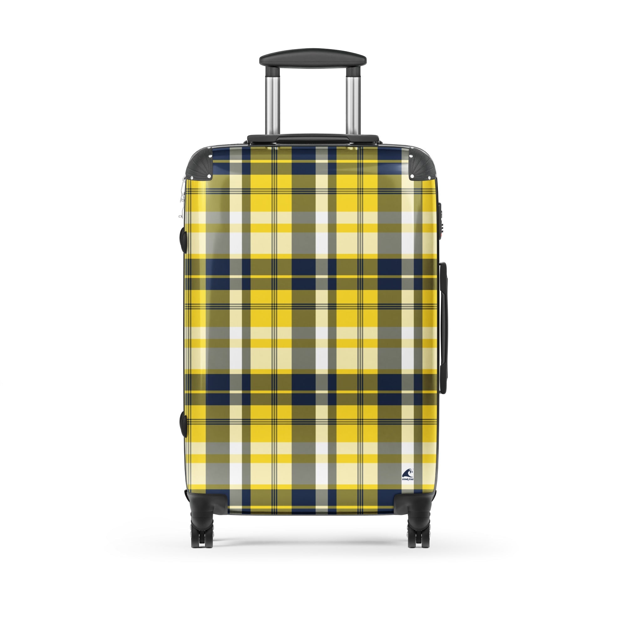 Navy Blue and Yellow Plaid Suitcase – Surf & Beach Inspired Travel Luggage by Extremely Stoked®