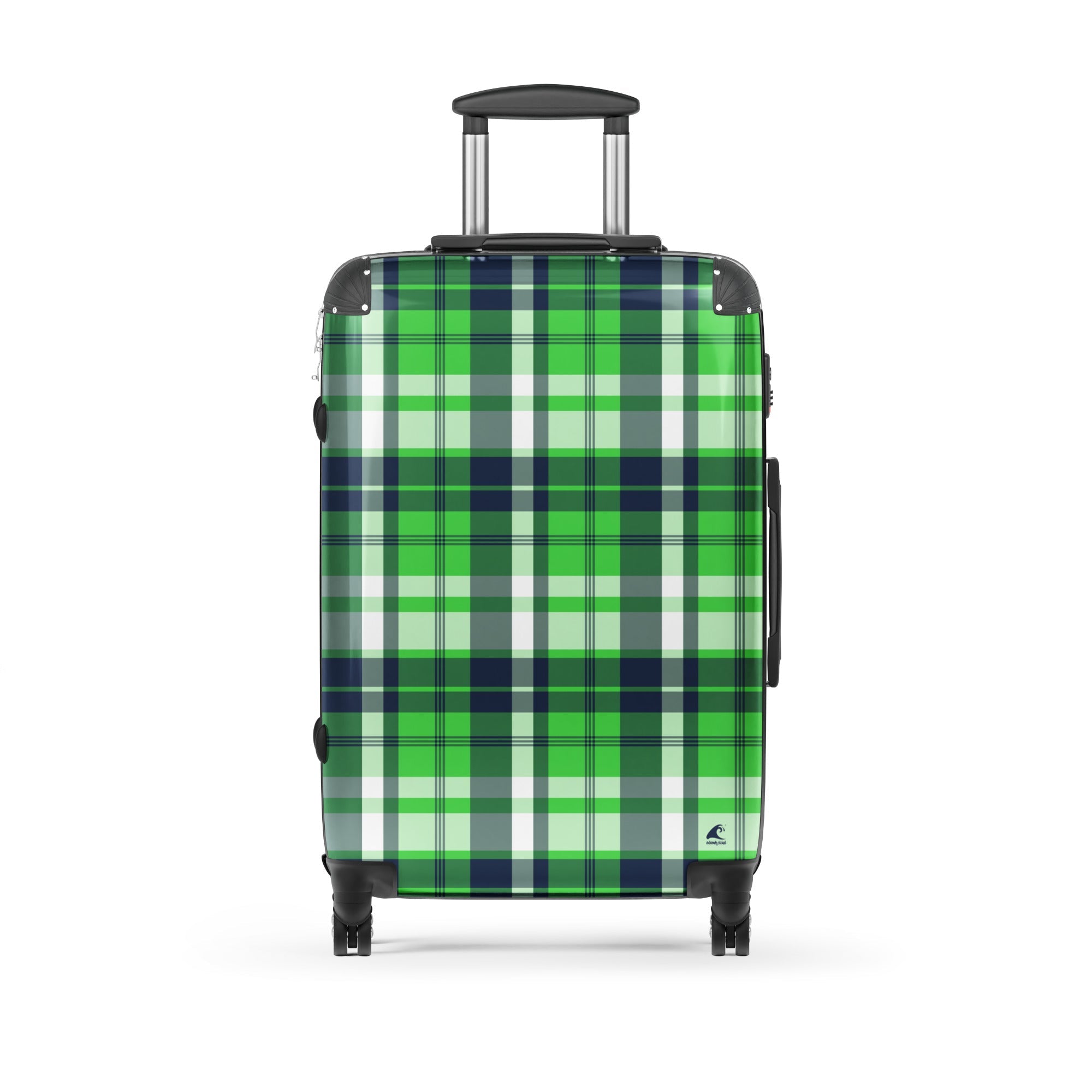 Lime Green and Navy Blue Plaid Suitcase – Surf & Beach Inspired Travel Luggage by Extremely Stoked®