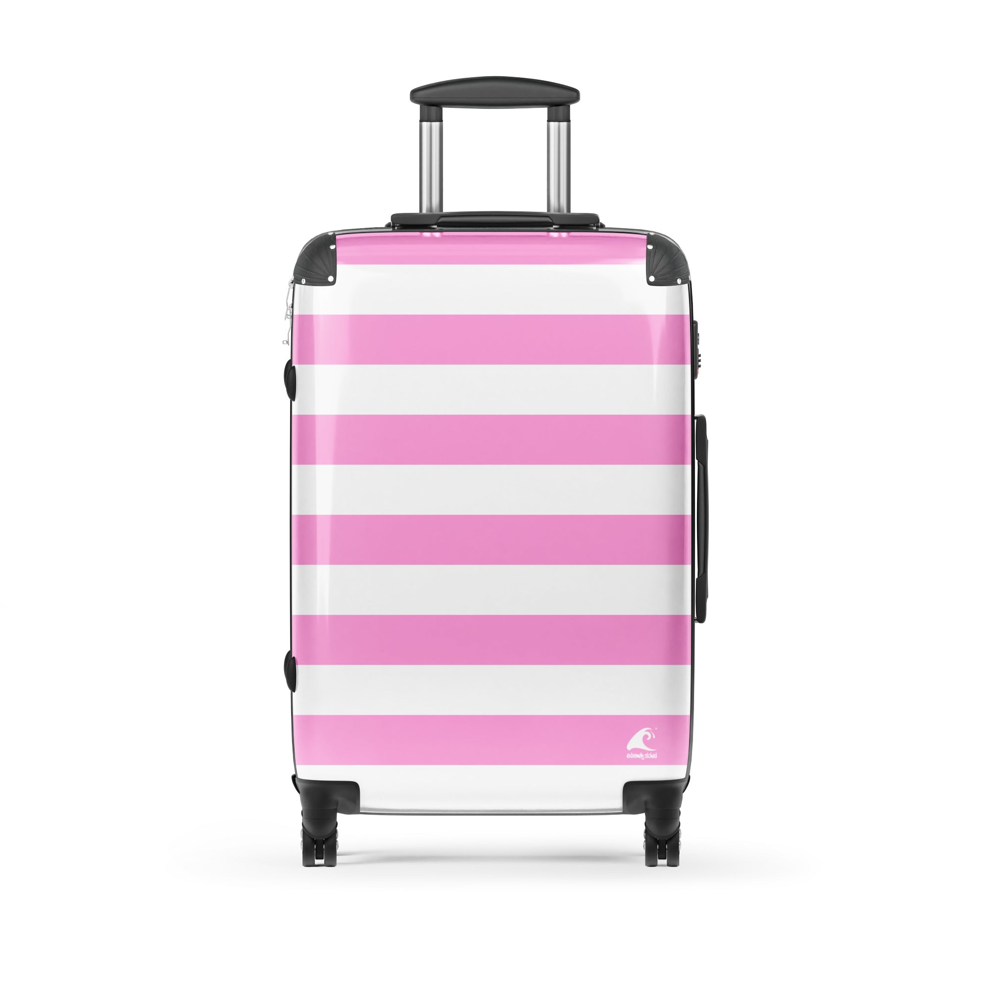 Pink and White Beach Stripes Suitcase – Travel Luggage by Extremely Stoked®