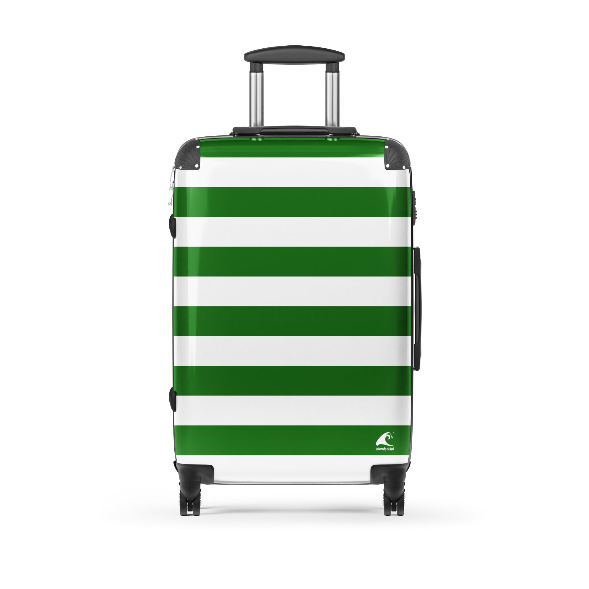 Fresh Green and White Beach Stripes Suitcase – Travel Luggage by Extremely Stoked®