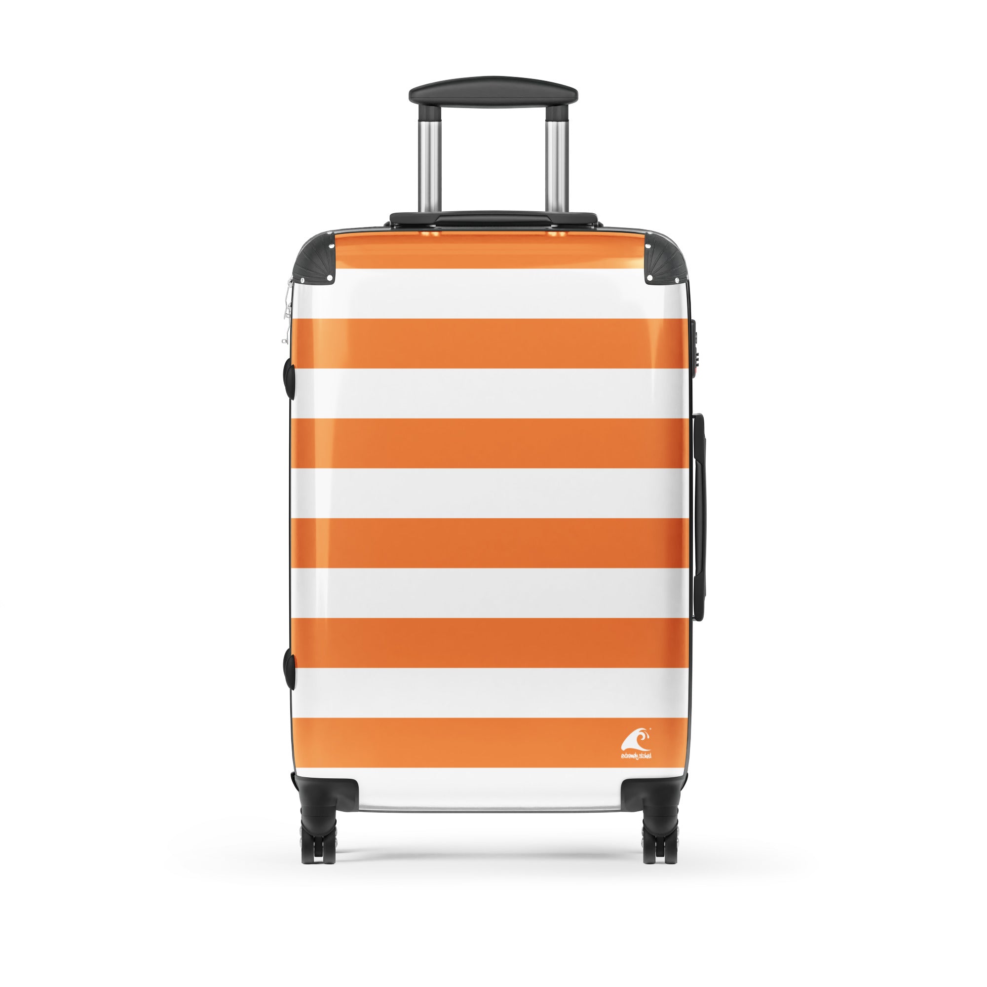 Orange and White Beach Stripes Suitcase – Travel Luggage by Extremely Stoked®