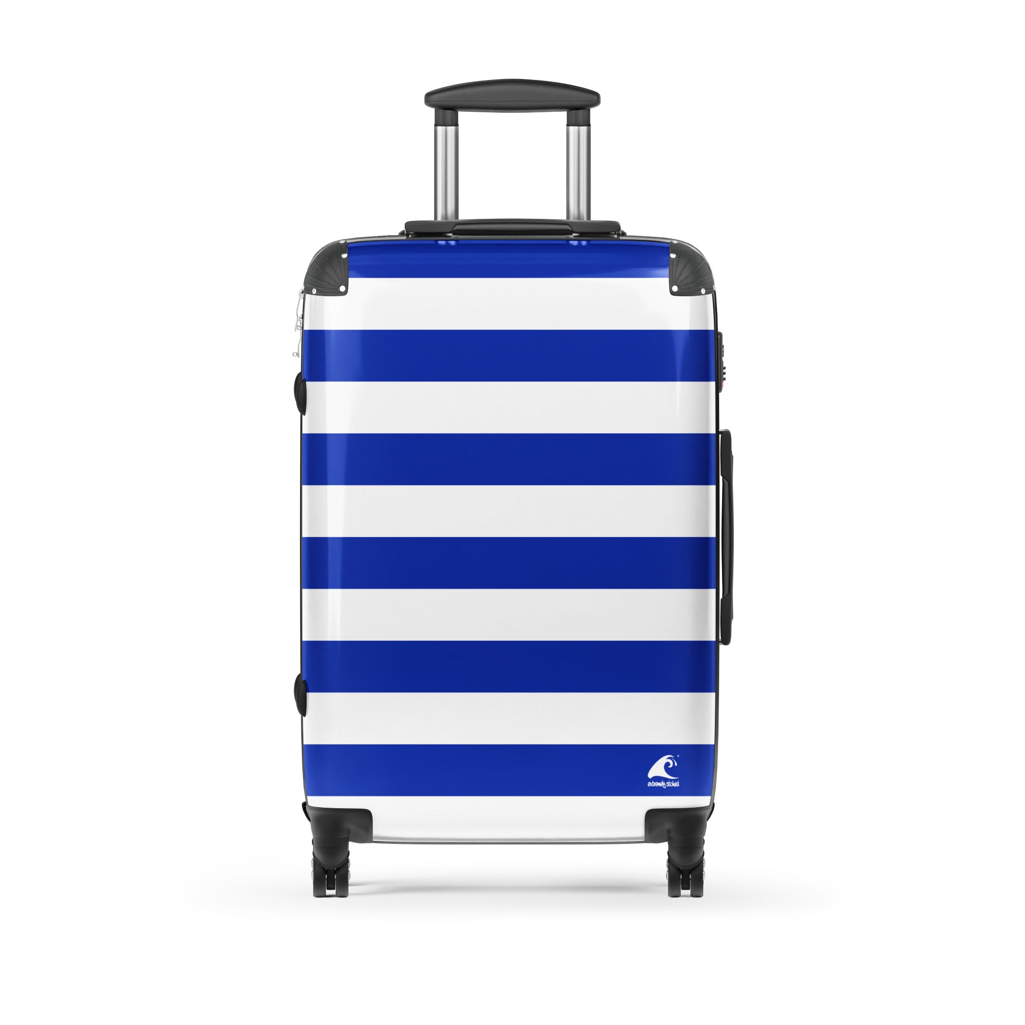Royal Blue and White Beach Stripes Suitcase – Travel Luggage by Extremely Stoked®