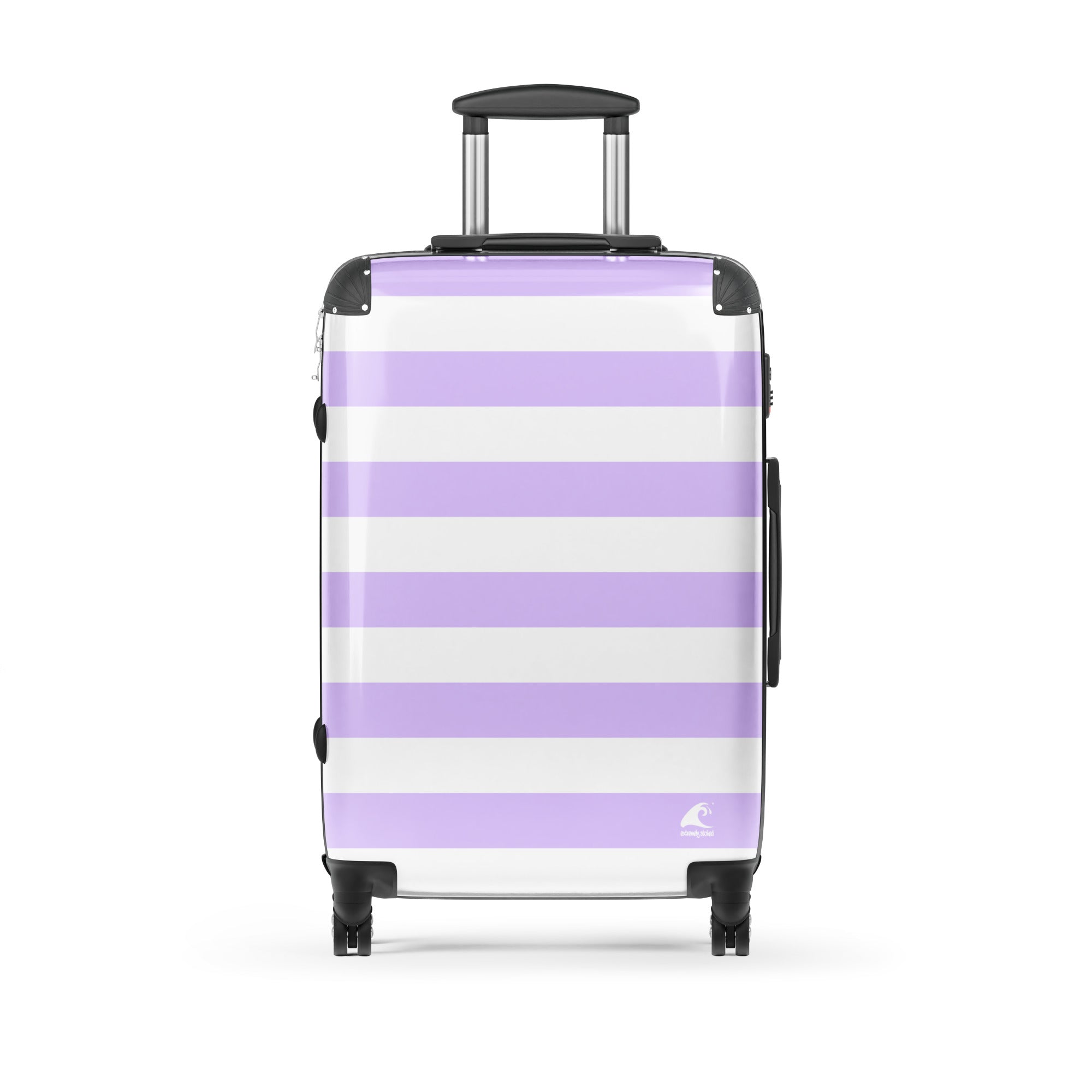 Lavender and White Beach Stripes Suitcase – Travel Luggage by Extremely Stoked®