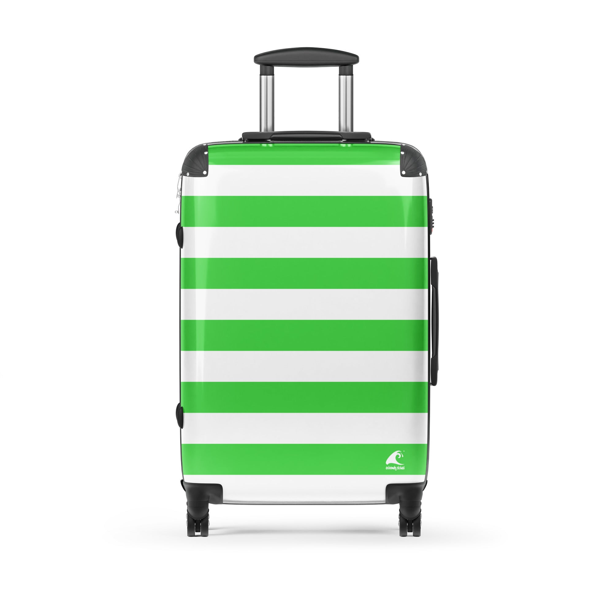Lime Green and White Beach Stripes Suitcase – Travel Luggage by Extremely Stoked®