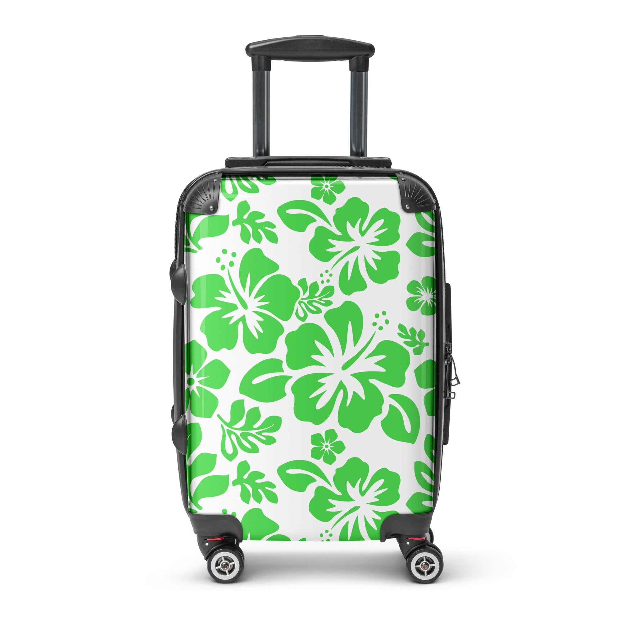 Lime Green Hawaiian Flowers Carry On Suitcase – Surf & Beach Inspired Luggage by Extremely Stoked®