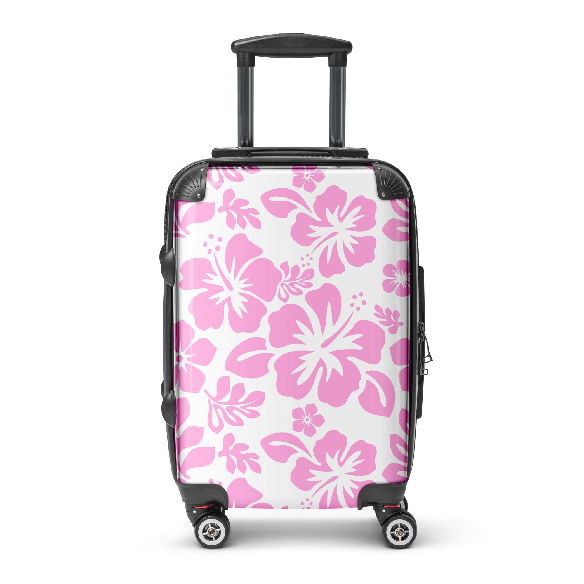 Pink Hawaiian Flowers Carry On Suitcase – Surf & Beach Inspired Luggage by Extremely Stoked®