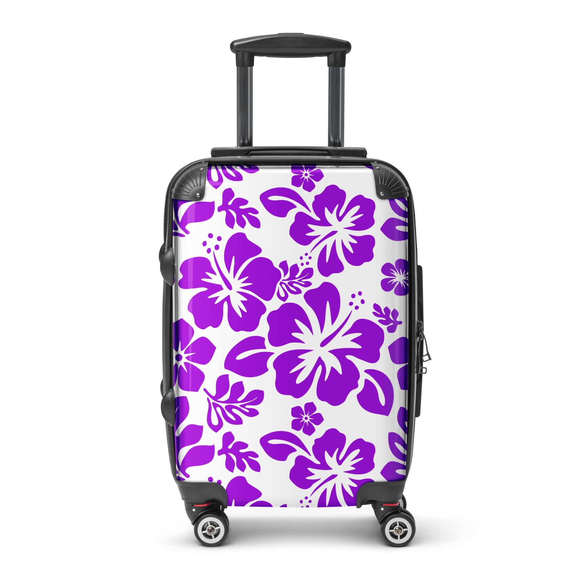 Purple Hawaiian Flowers Carry On Suitcase – Surf & Beach Inspired Luggage by Extremely Stoked®