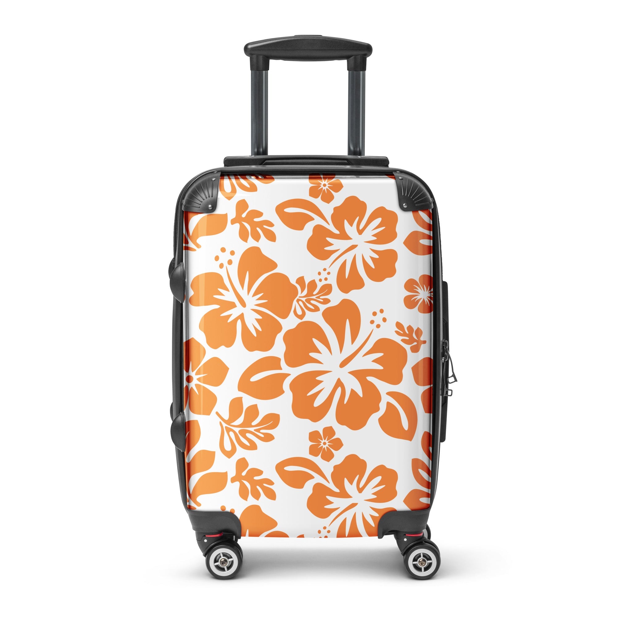 Orange Hawaiian Flowers Carry On Suitcase – Surf & Beach Inspired Luggage by Extremely Stoked®