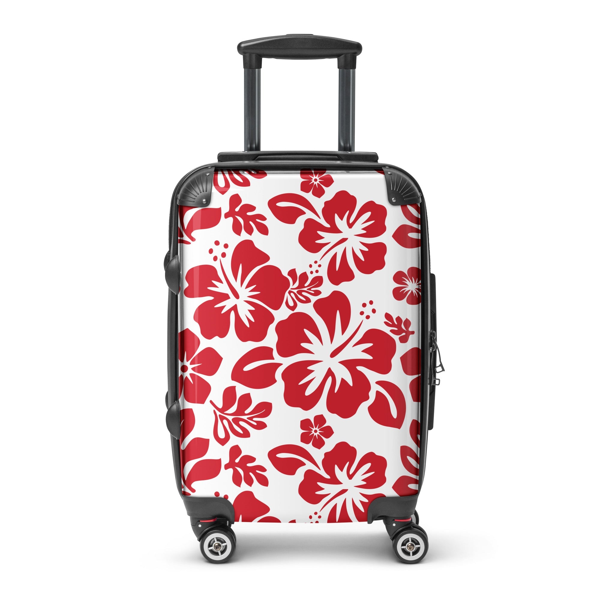 Red Hawaiian Flowers Carry On Suitcase – Surf & Beach Inspired Luggage by Extremely Stoked®