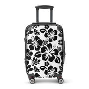 Black Hawaiian Flowers Carry On Suitcase – Surf & Beach Inspired Luggage by Extremely Stoked®
