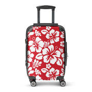 White Hawaiian Flowers on Red Carry On Suitcase – Surf & Beach Inspired Luggage by Extremely Stoked®
