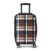 Navy Blue and Brown Plaid Carry On Suitcase – Surf & Beach Inspired Travel Luggage by Extremely Stoked®