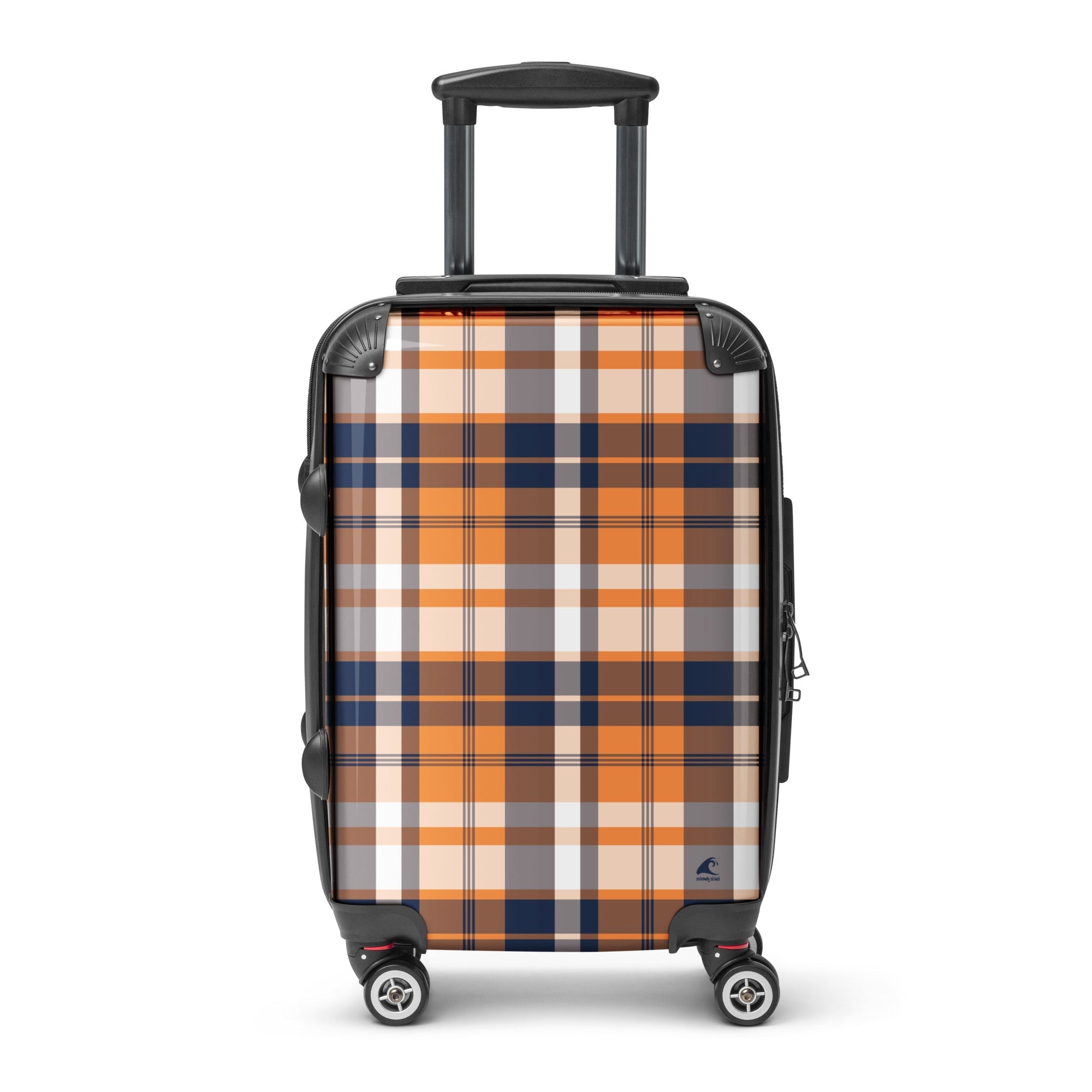 Navy Blue and Orange Plaid Carry On Suitcase – Surf & Beach Inspired Travel Luggage by Extremely Stoked®