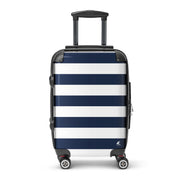 Navy Blue and White Beach Stripes Carry On Suitcase – Travel Luggage by Extremely Stoked®