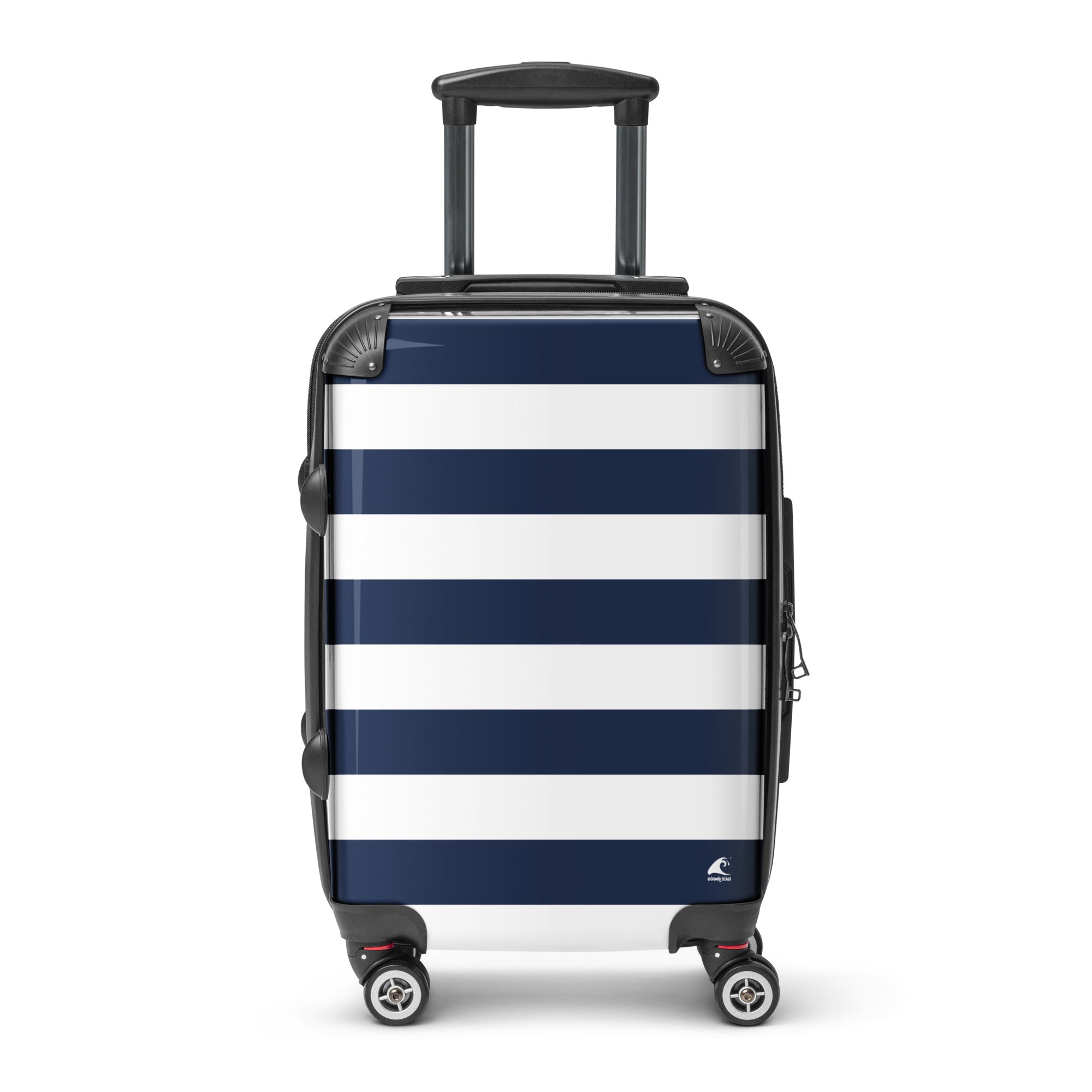 Navy Blue and White Beach Stripes Carry On Suitcase – Travel Luggage by Extremely Stoked®