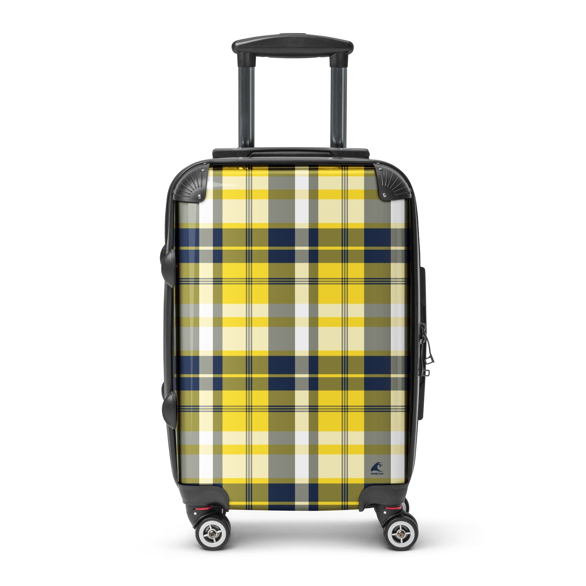 Navy Blue and Yellow Plaid Carry On Suitcase – Surf & Beach Inspired Travel Luggage by Extremely Stoked®