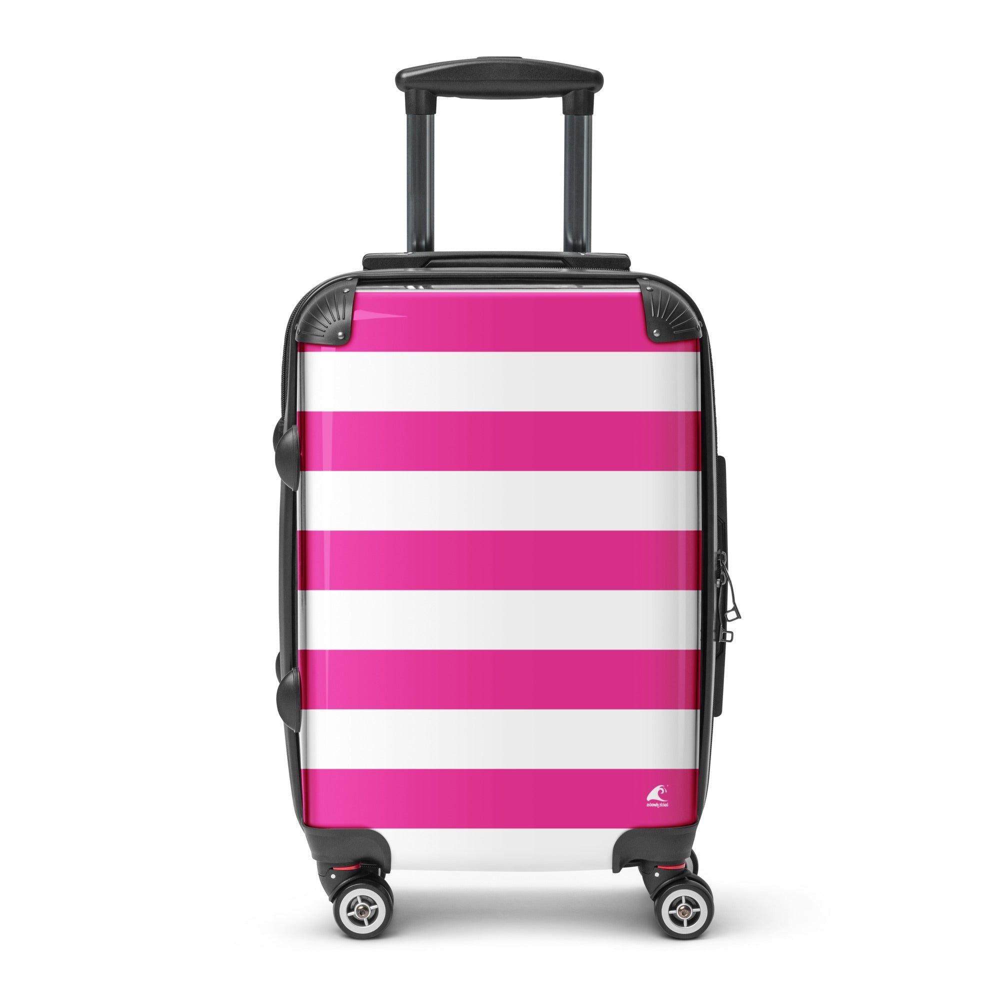 Hot Pink and White Beach Stripes Carry On Suitcase – Travel Luggage by Extremely Stoked®
