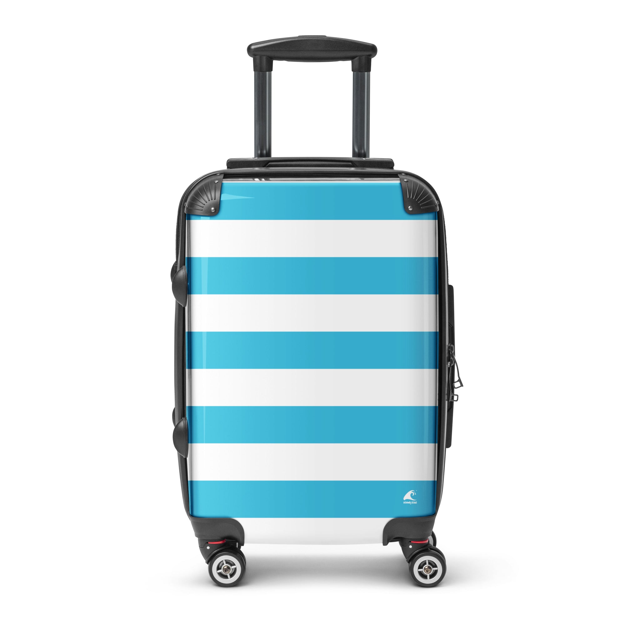 Aqua Blue and White Beach Stripes Carry On Suitcase – Travel Luggage by Extremely Stoked®