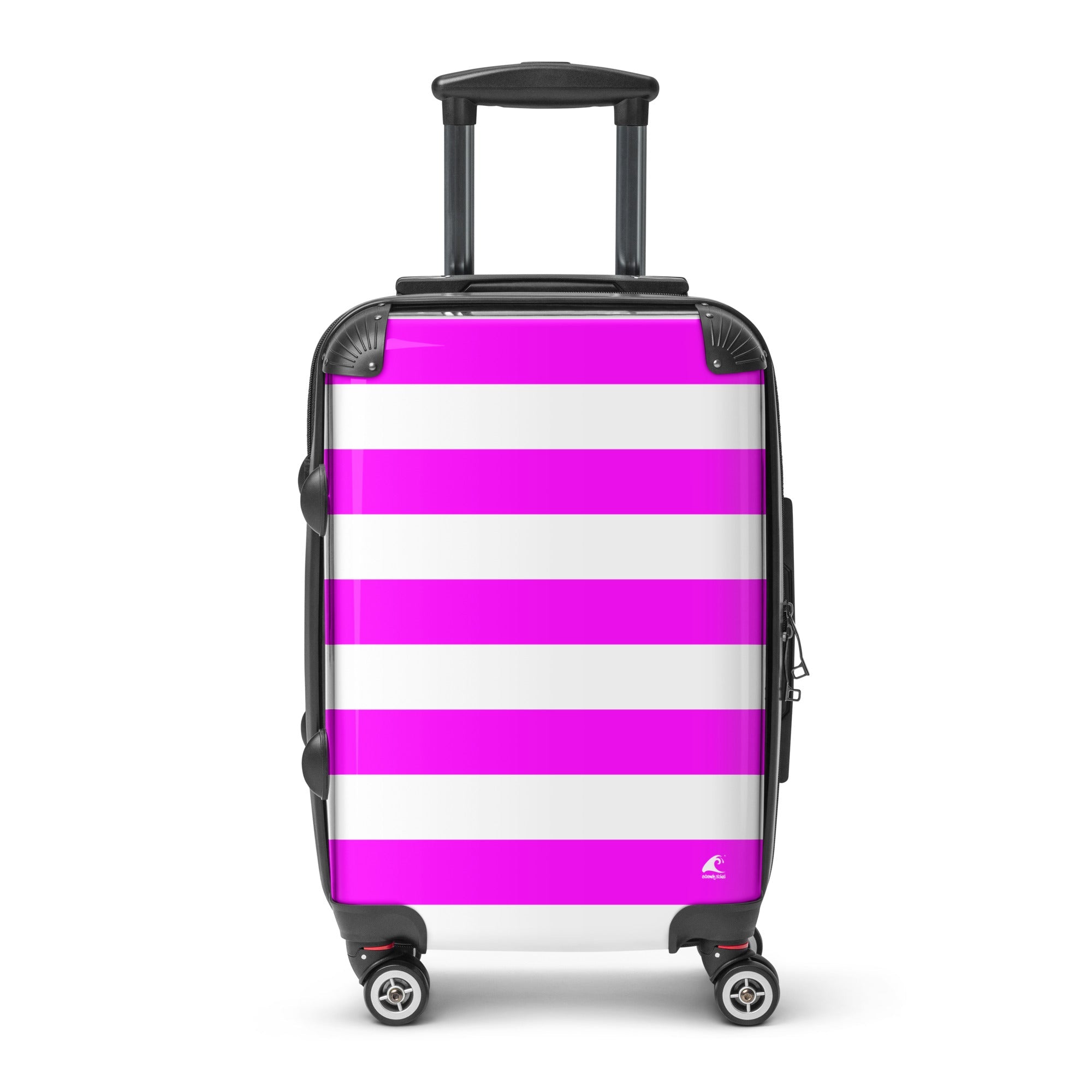 Magenta and White Beach Stripes Carry On Suitcase – Travel Luggage by Extremely Stoked®