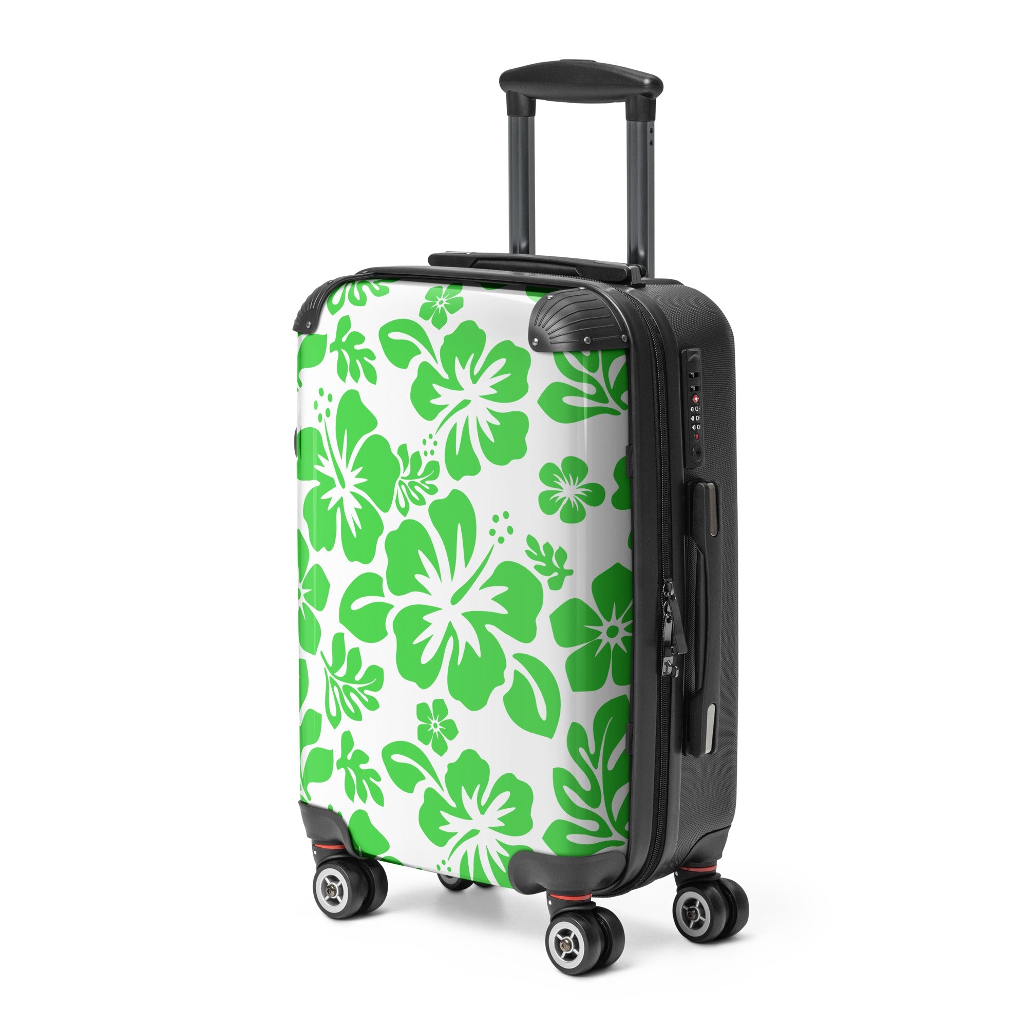 Lime Green Hawaiian Flowers Carry On Suitcase – Surf & Beach Inspired Luggage by Extremely Stoked®