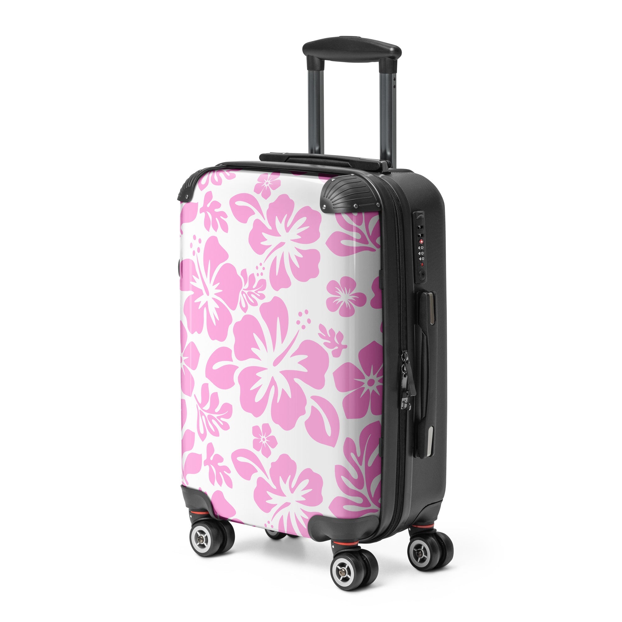 Pink Hawaiian Flowers Carry On Suitcase – Surf & Beach Inspired Luggage by Extremely Stoked®