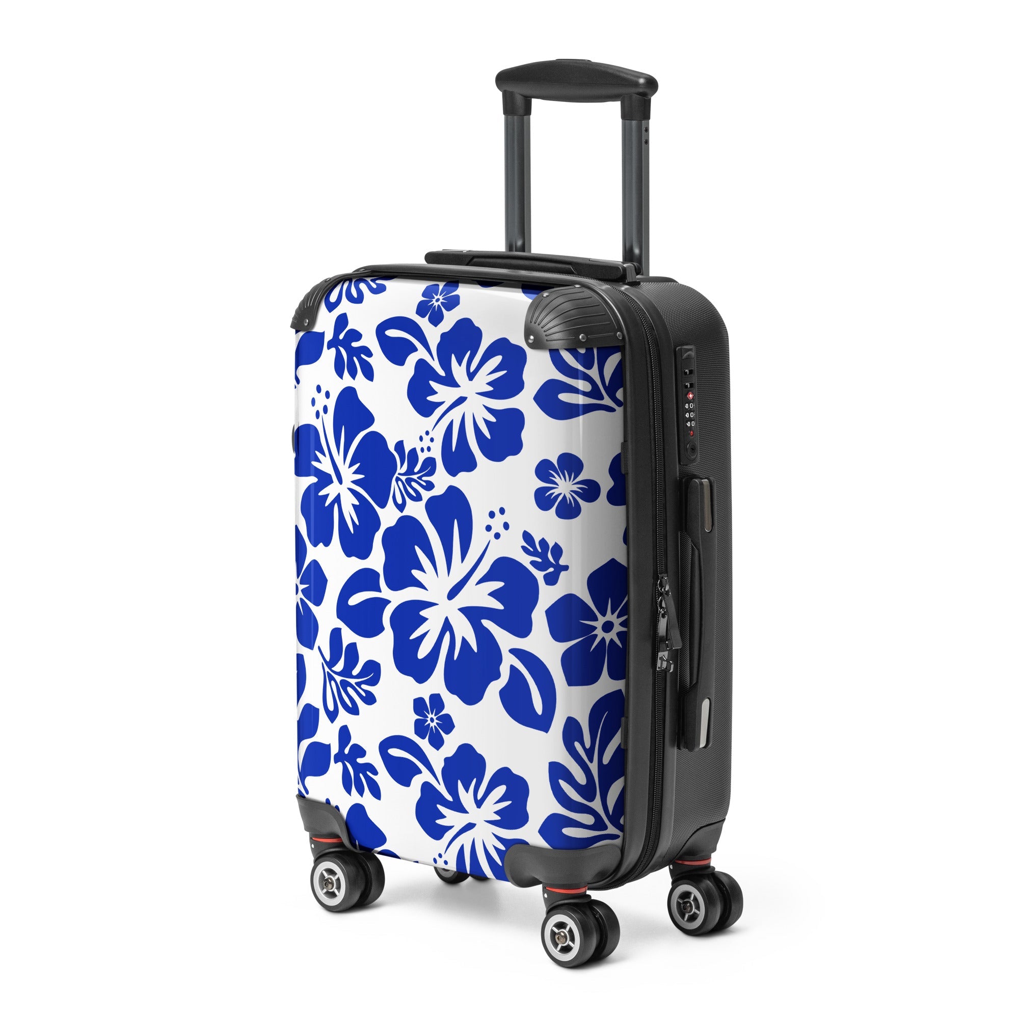 Royal Blue Hawaiian Flowers Carry On Suitcase – Surf & Beach Inspired Luggage by Extremely Stoked®