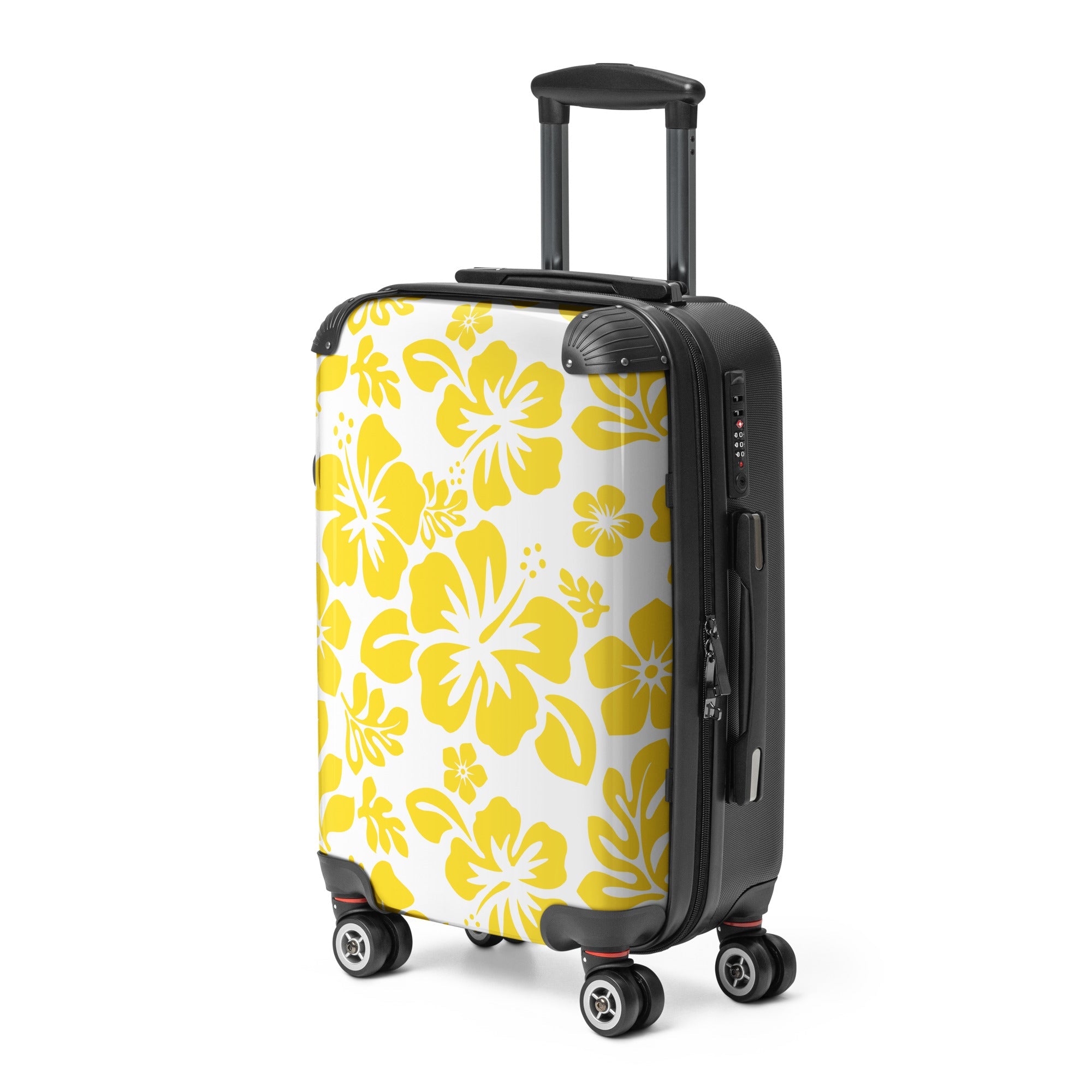 Yellow Hawaiian Flowers Carry On Suitcase – Surf & Beach Inspired Luggage by Extremely Stoked®