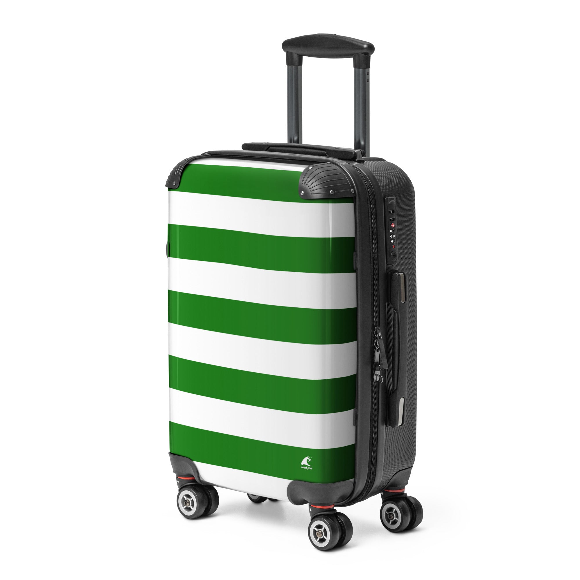 Fresh Green and White Beach Stripes Carry On Suitcase – Travel Luggage by Extremely Stoked®