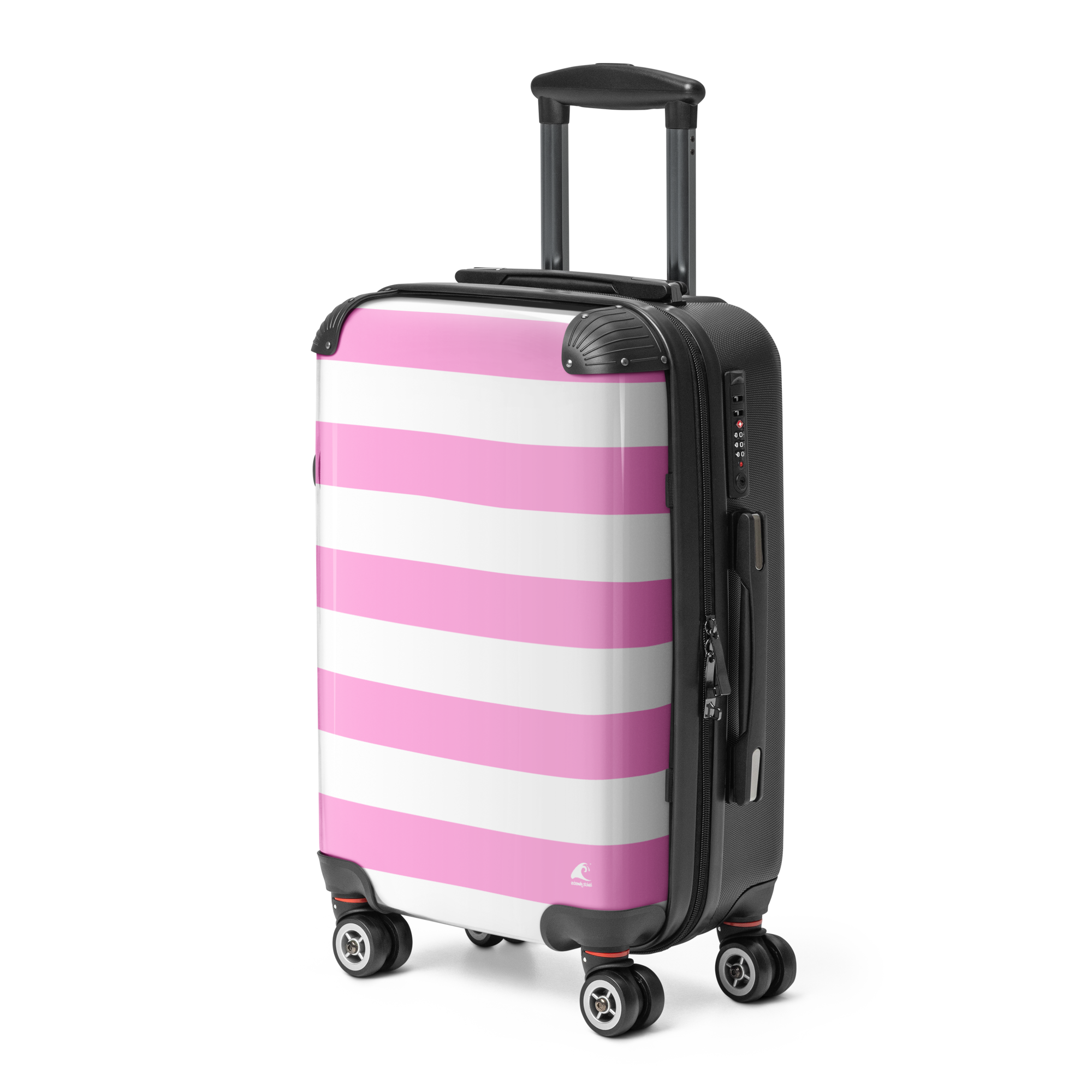Pink and White Beach Stripes Carry On Suitcase – Travel Luggage by Extremely Stoked®