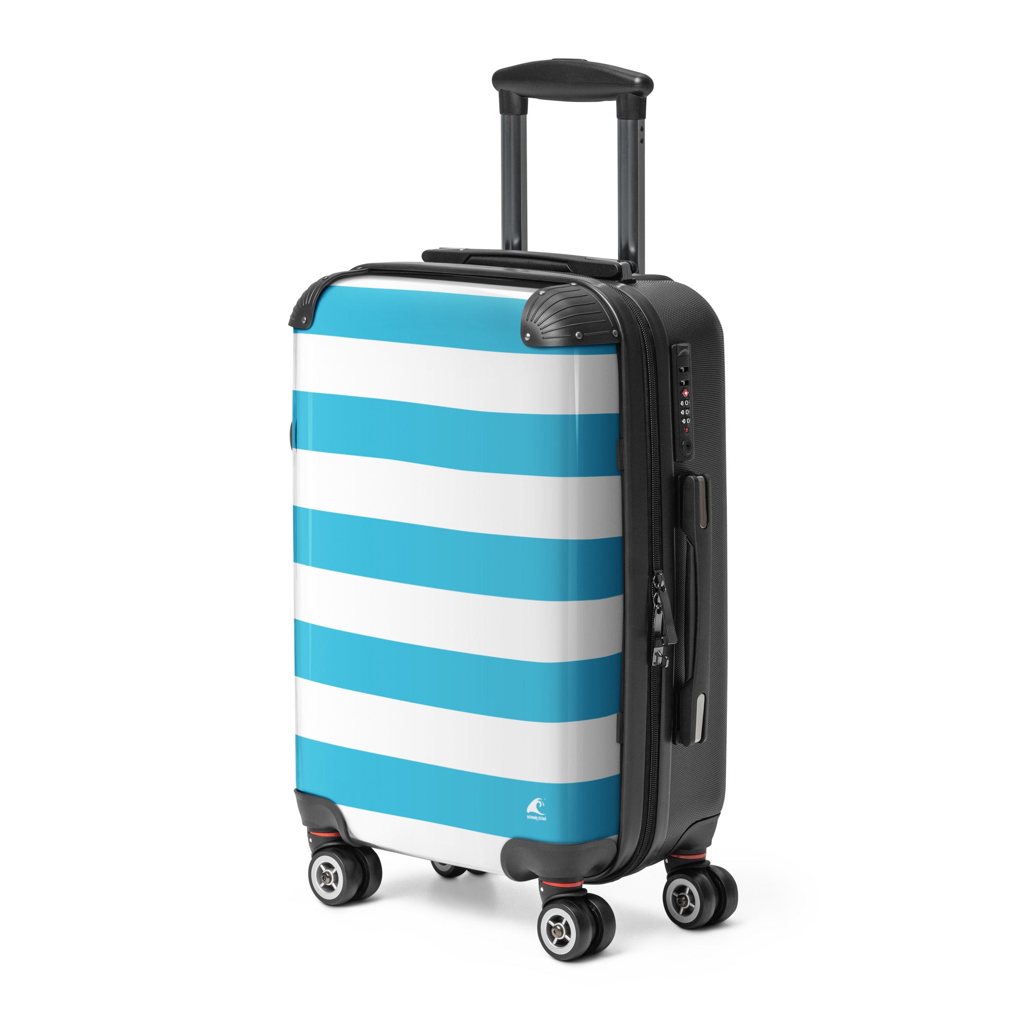 Aqua Blue and White Beach Stripes Carry On Suitcase – Travel Luggage by Extremely Stoked®