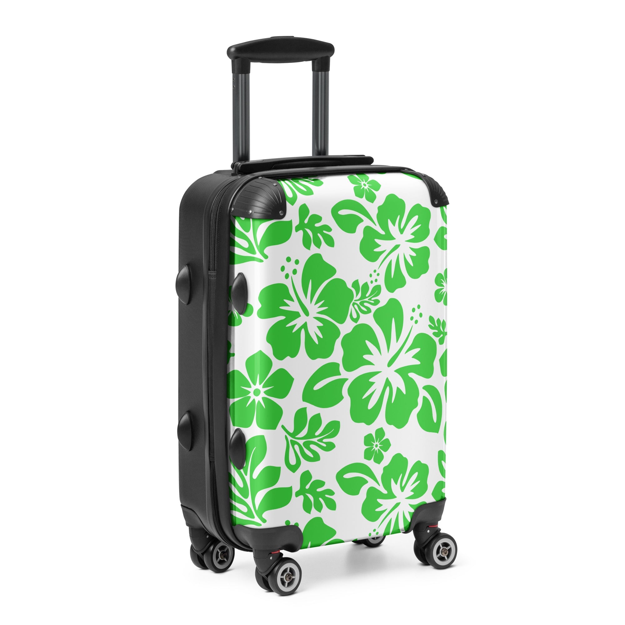 Lime Green Hawaiian Flowers Carry On Suitcase – Surf & Beach Inspired Luggage by Extremely Stoked®