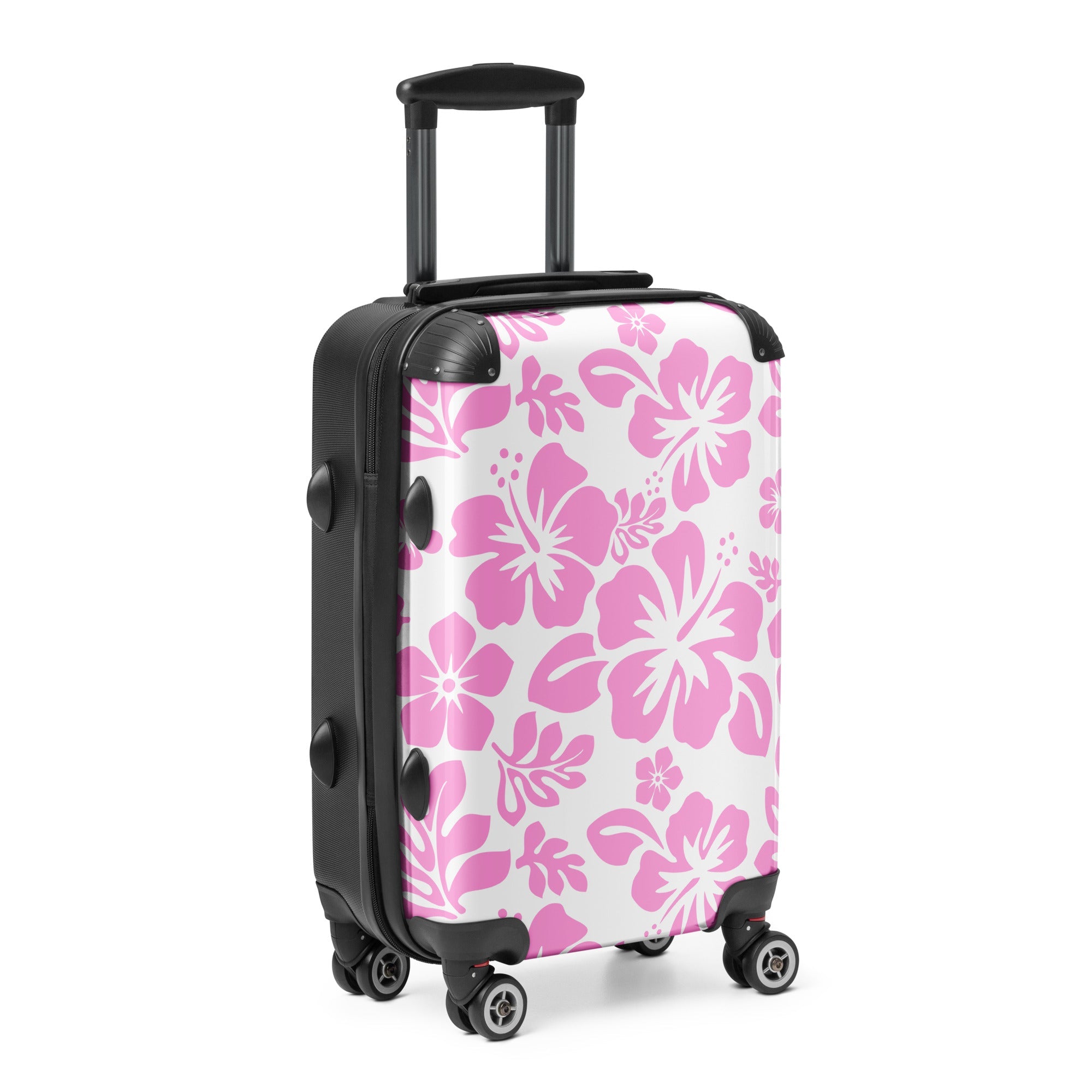 Pink Hawaiian Flowers Carry On Suitcase – Surf & Beach Inspired Luggage by Extremely Stoked®