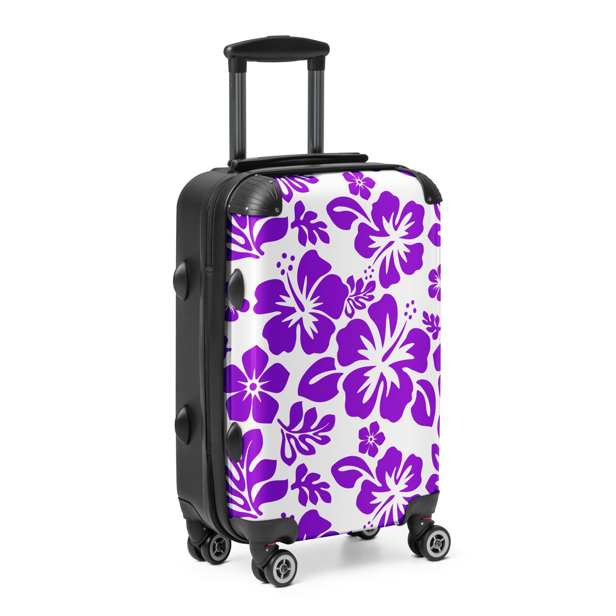 Purple Hawaiian Flowers Carry On Suitcase – Surf & Beach Inspired Luggage by Extremely Stoked®