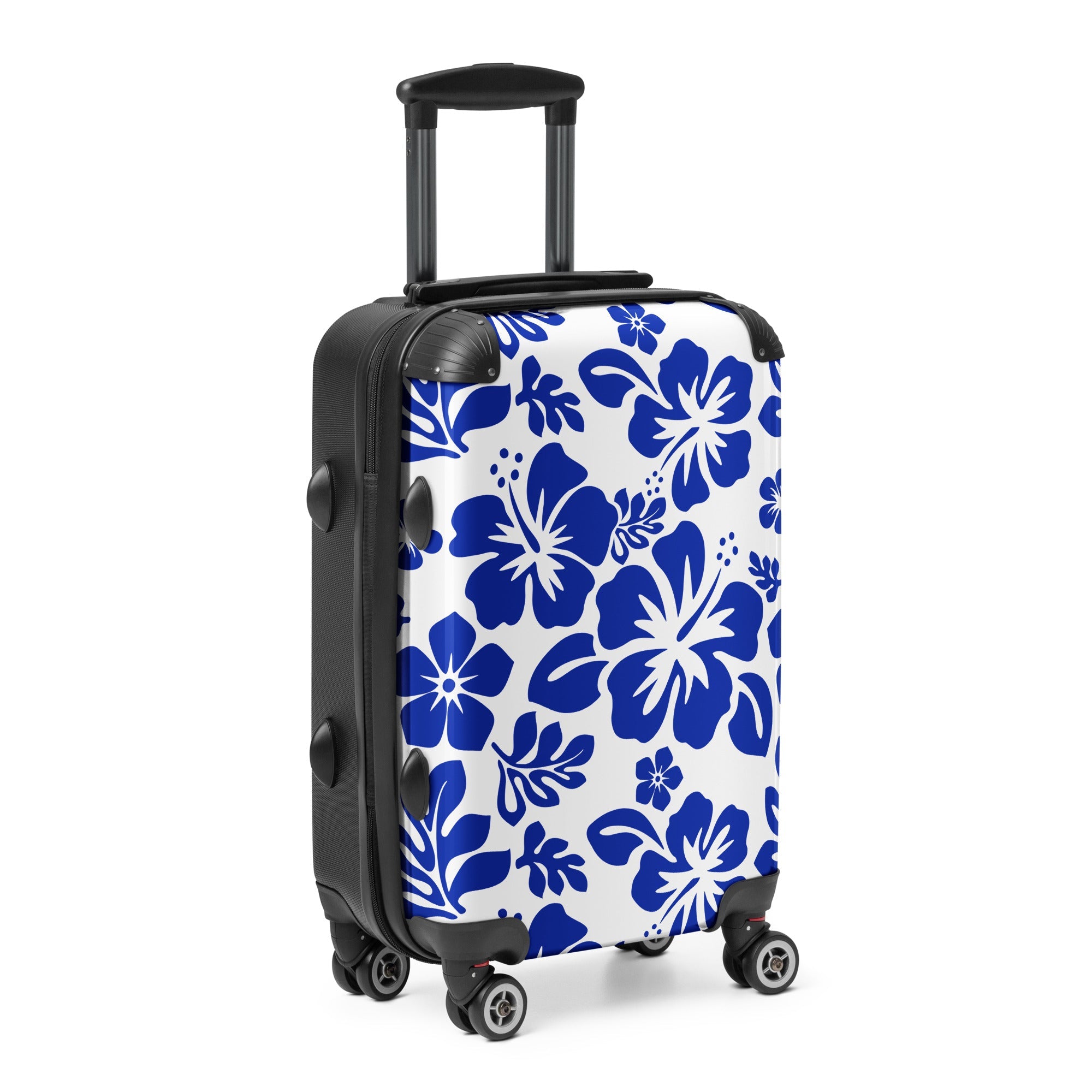 Royal Blue Hawaiian Flowers Carry On Suitcase – Surf & Beach Inspired Luggage by Extremely Stoked®