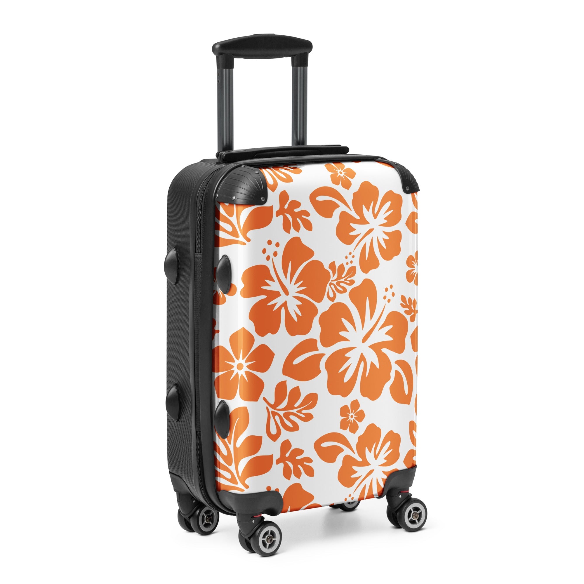 Orange Hawaiian Flowers Carry On Suitcase – Surf & Beach Inspired Luggage by Extremely Stoked®