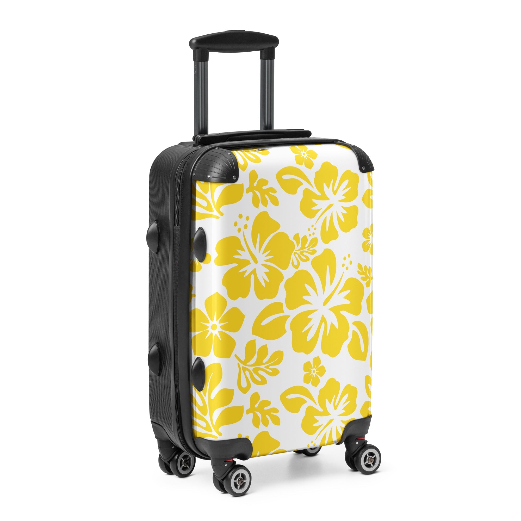 Yellow Hawaiian Flowers Carry On Suitcase – Surf & Beach Inspired Luggage by Extremely Stoked®