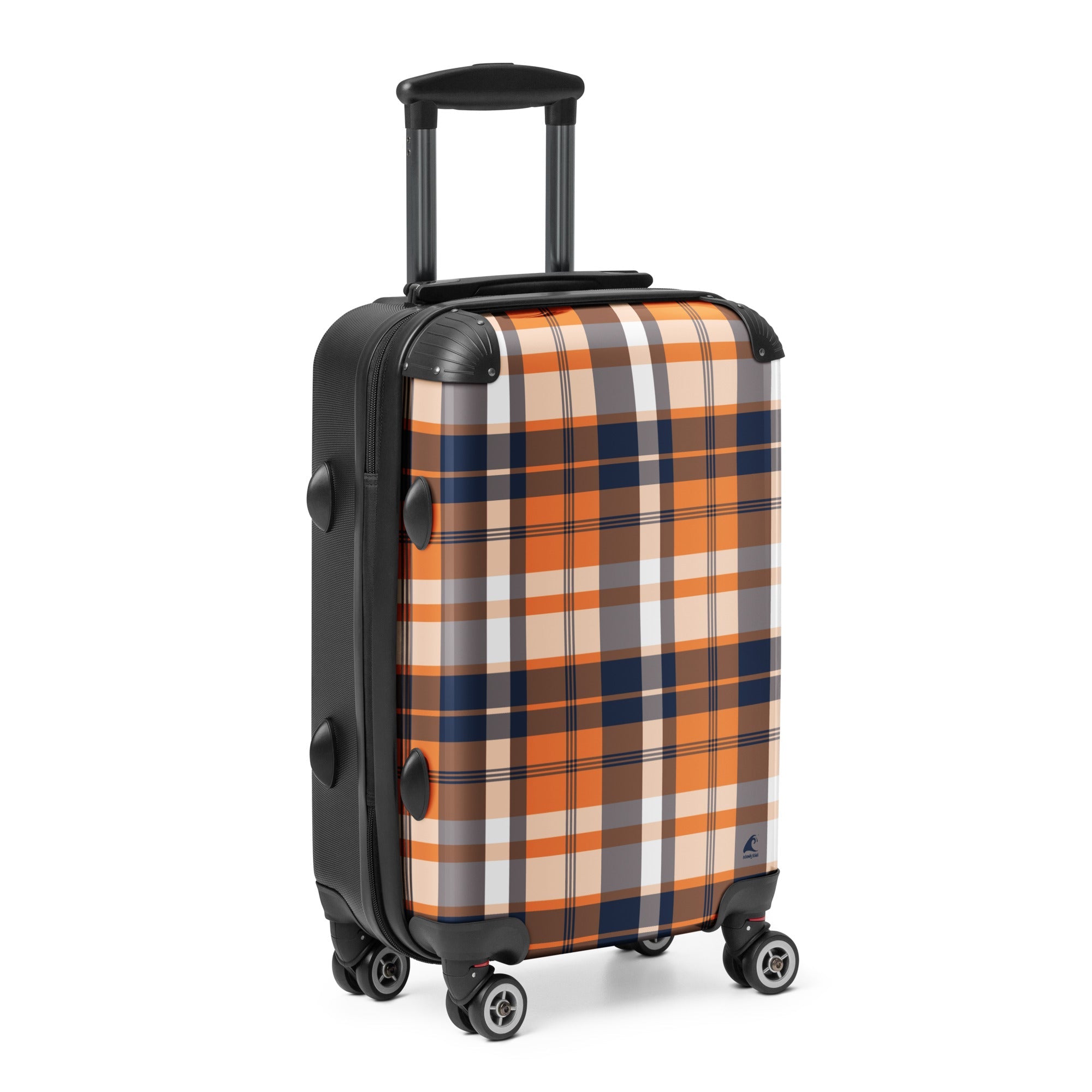 Navy Blue and Orange Plaid Carry On Suitcase – Surf & Beach Inspired Travel Luggage by Extremely Stoked®