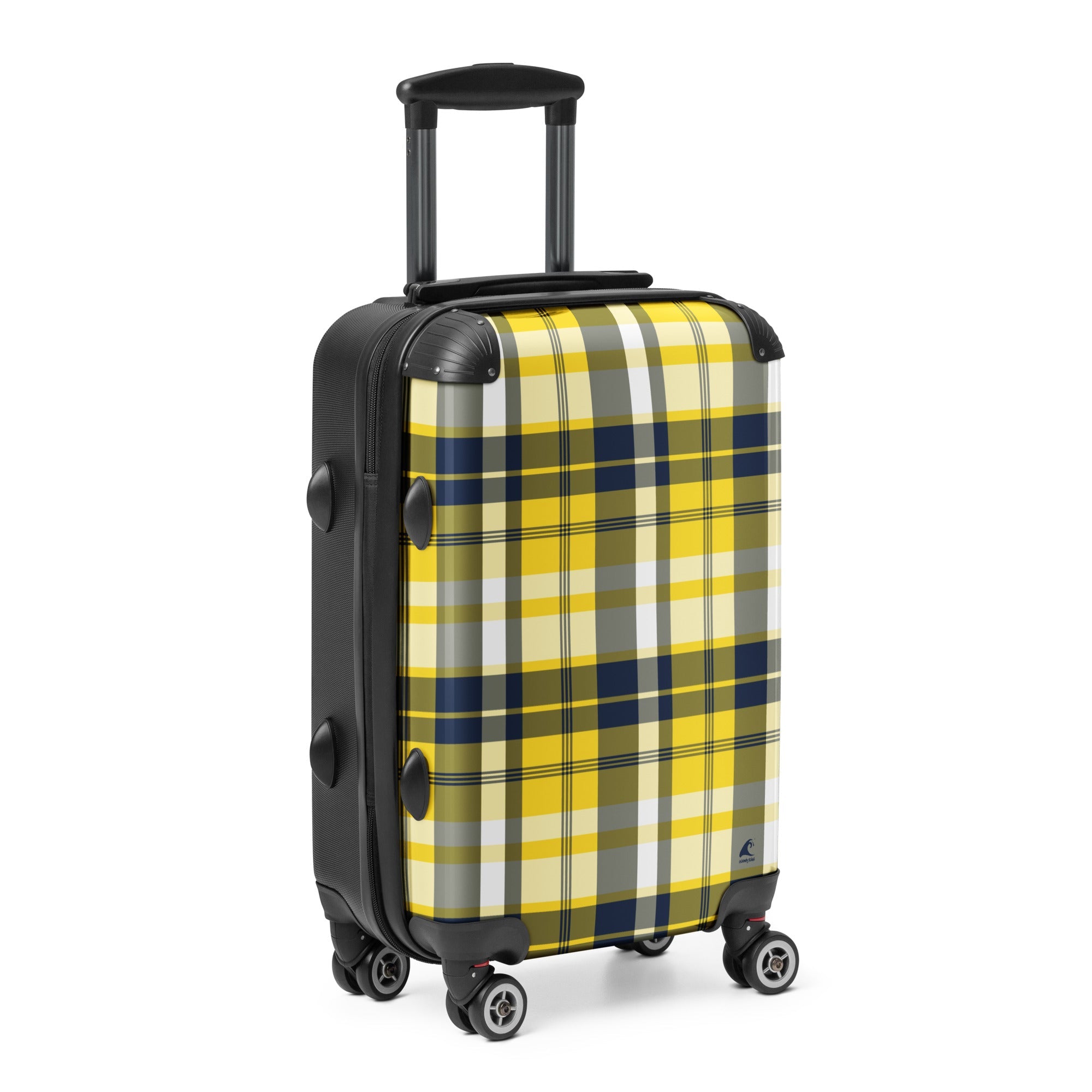 Navy Blue and Yellow Plaid Carry On Suitcase – Surf & Beach Inspired Travel Luggage by Extremely Stoked®