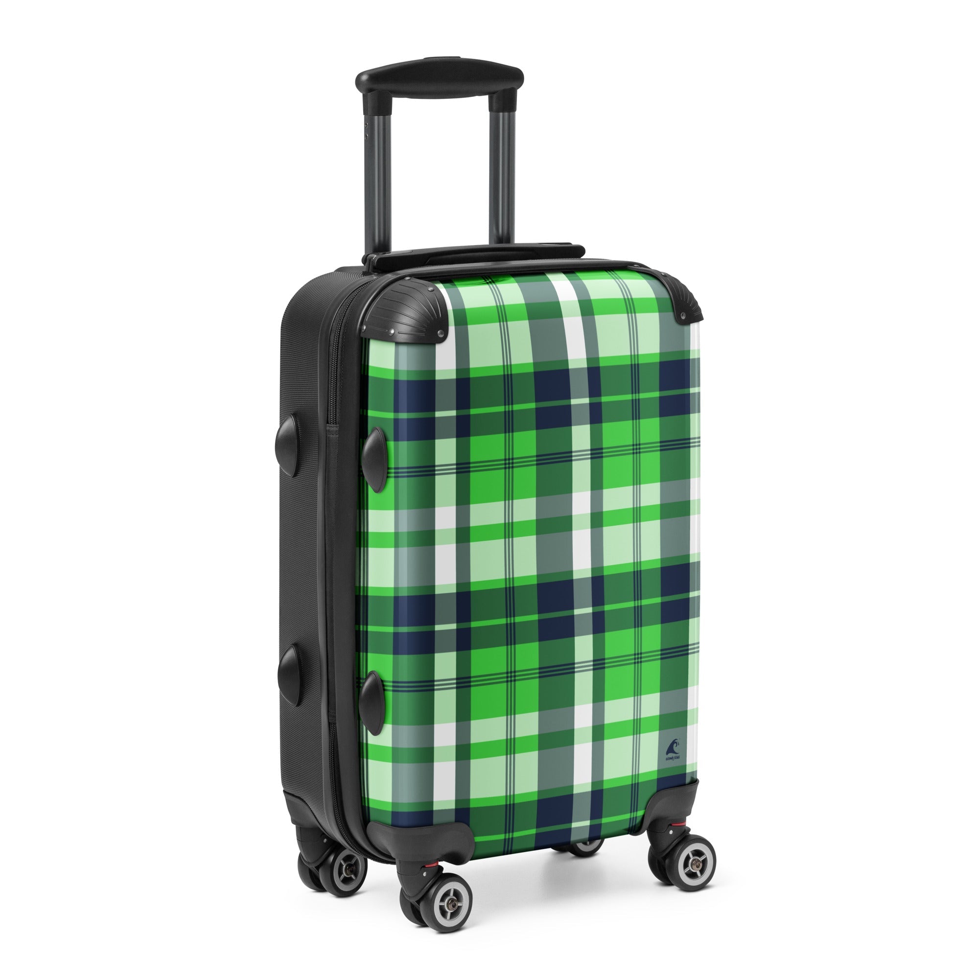 Lime Green and Navy Blue Plaid Carry On Suitcase – Surf & Beach Inspired Travel Luggage by Extremely Stoked®
