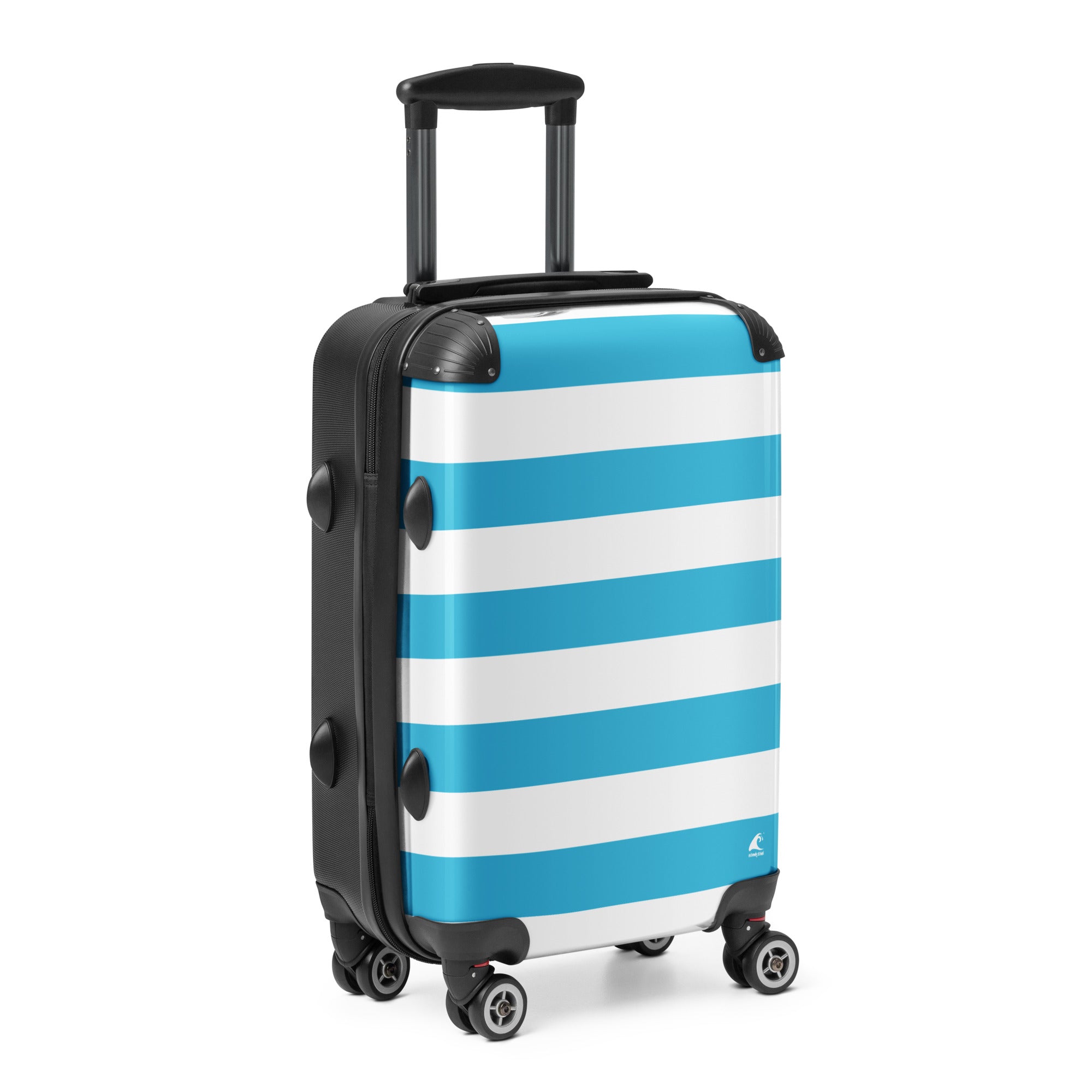 Aqua Blue and White Beach Stripes Carry On Suitcase – Travel Luggage by Extremely Stoked®